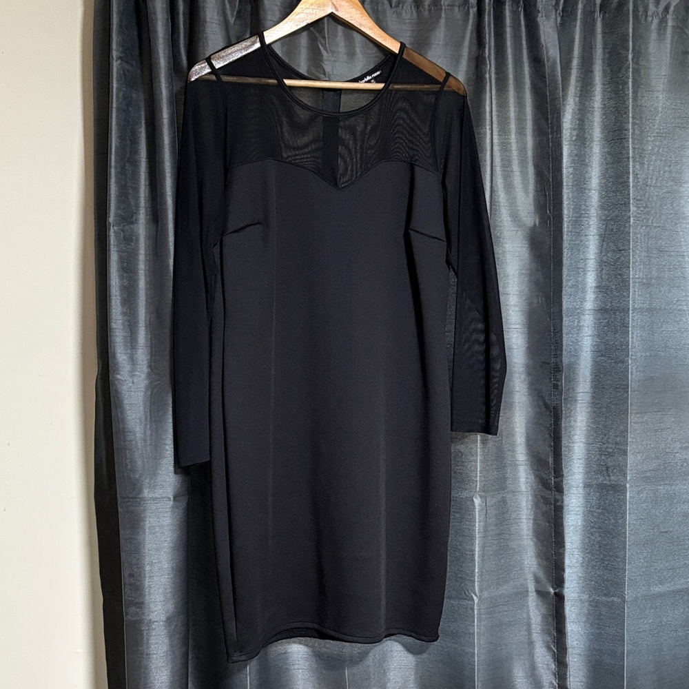 Charlotte Russe Black Long Sleeve Dress with Sheer Detail